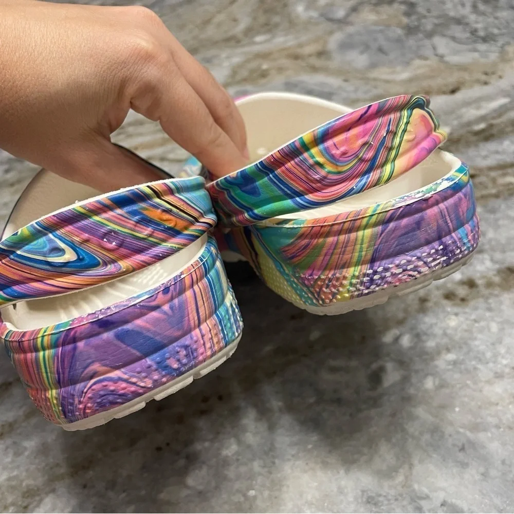 Crocs Out Of This World Classic Clog Tie Dye Swirl Colorful Kids J 3